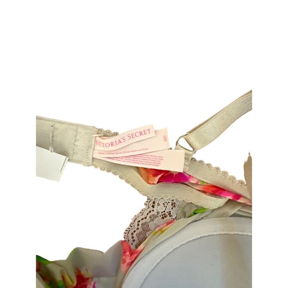 Victoria's Secret Floral Lace Built in Bra Slip Babydoll Teddy Slip Lingerie 36D - Picture 12 of 13